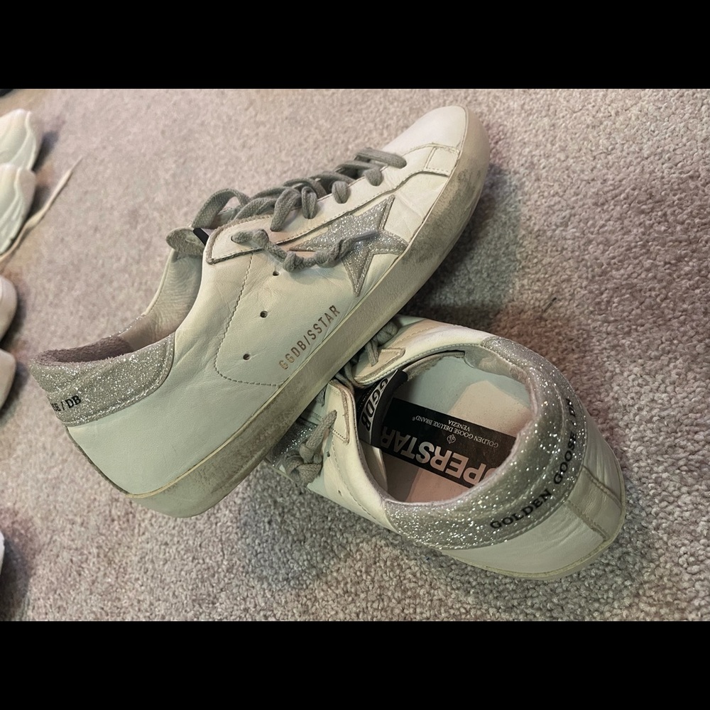 Golden goose silver star glitter sneakers